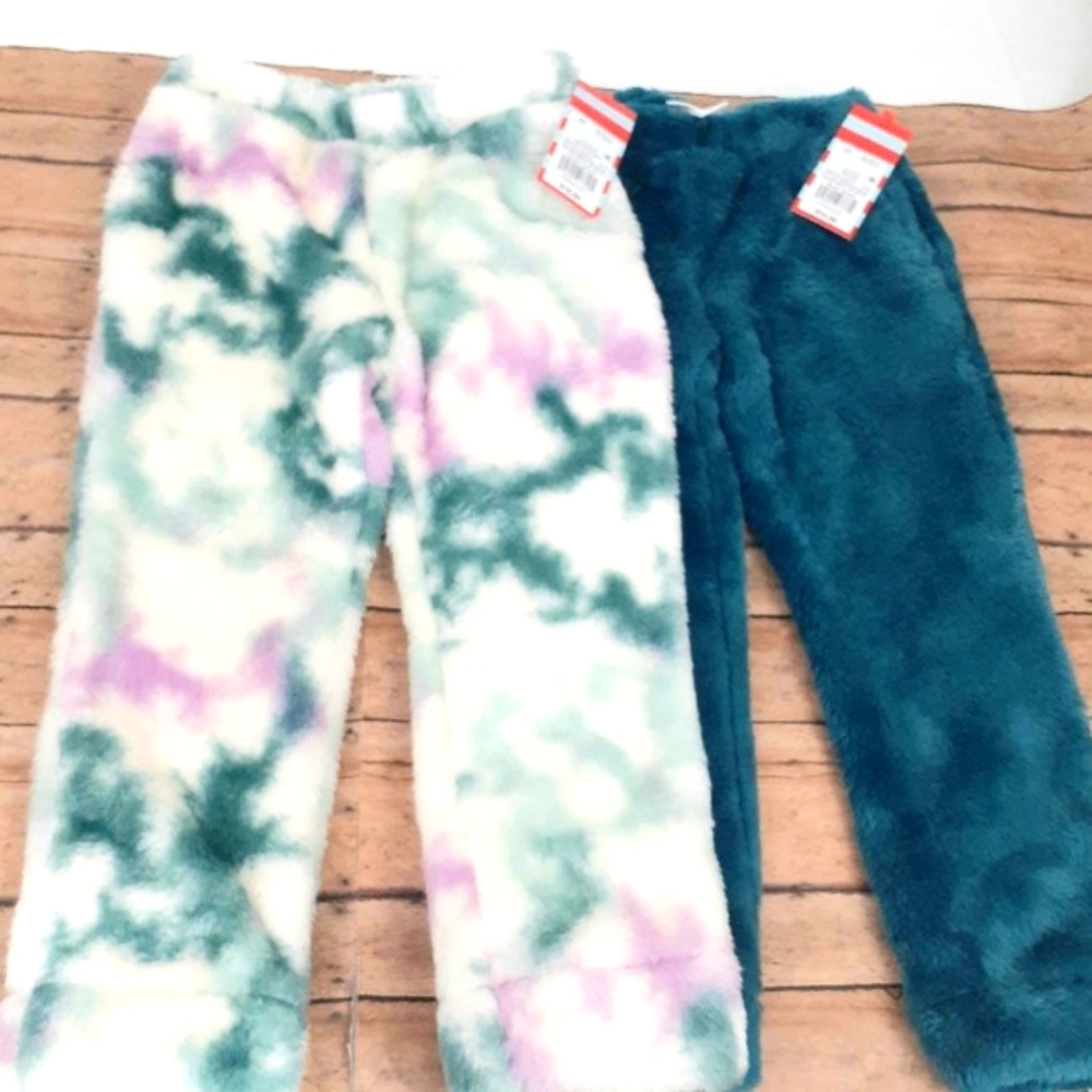 Lot of 2 Cat & Jack Girls Toddler Teal/Multi-colored Sherpa Jogger Pants…